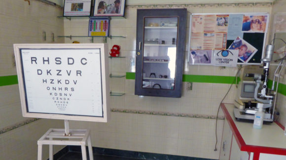 An eye screening room inside a hospital.